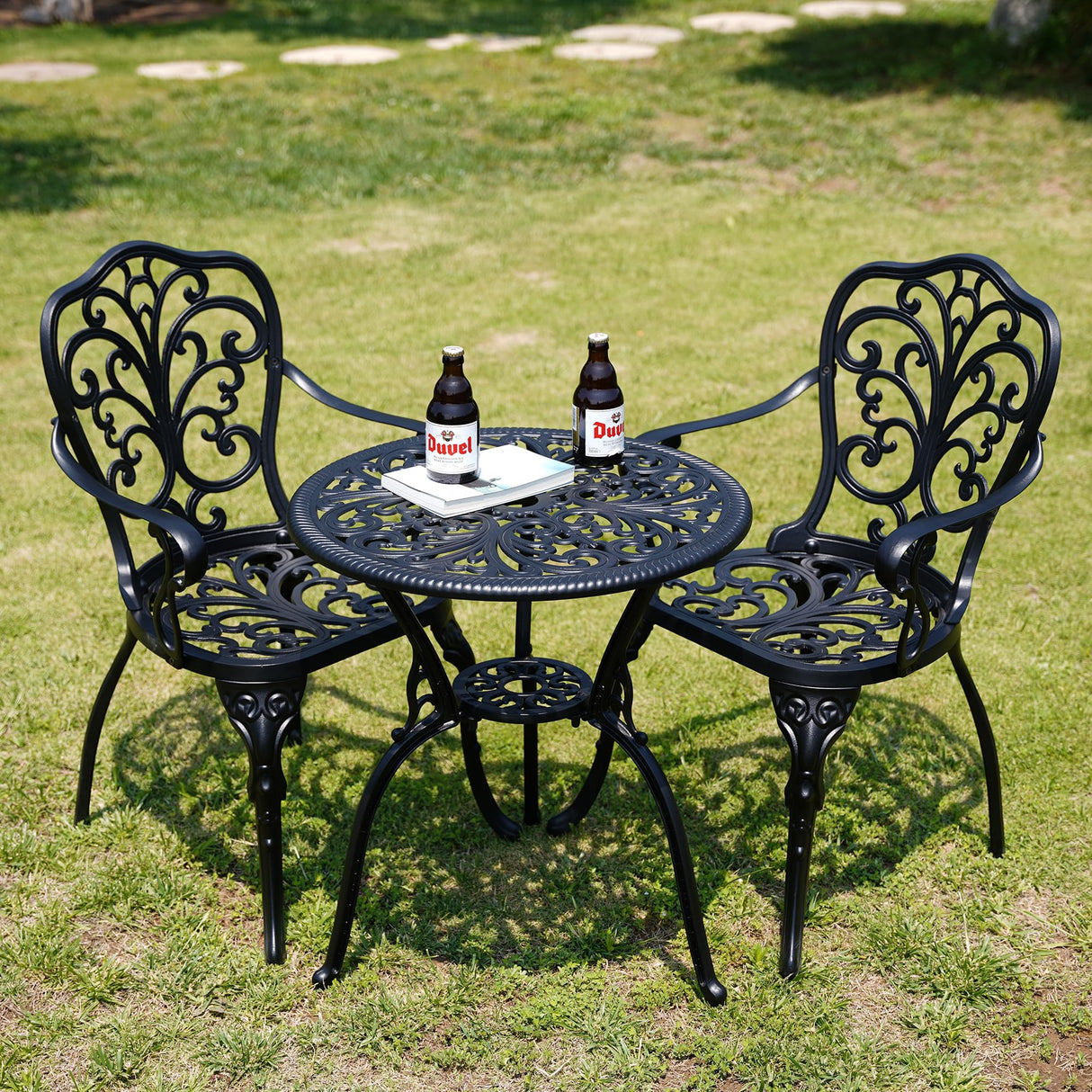 Bistro Set 3 Piece Outdoor, Bistro Table and Chairs Set of 2, All Weather Patio Bistro Set