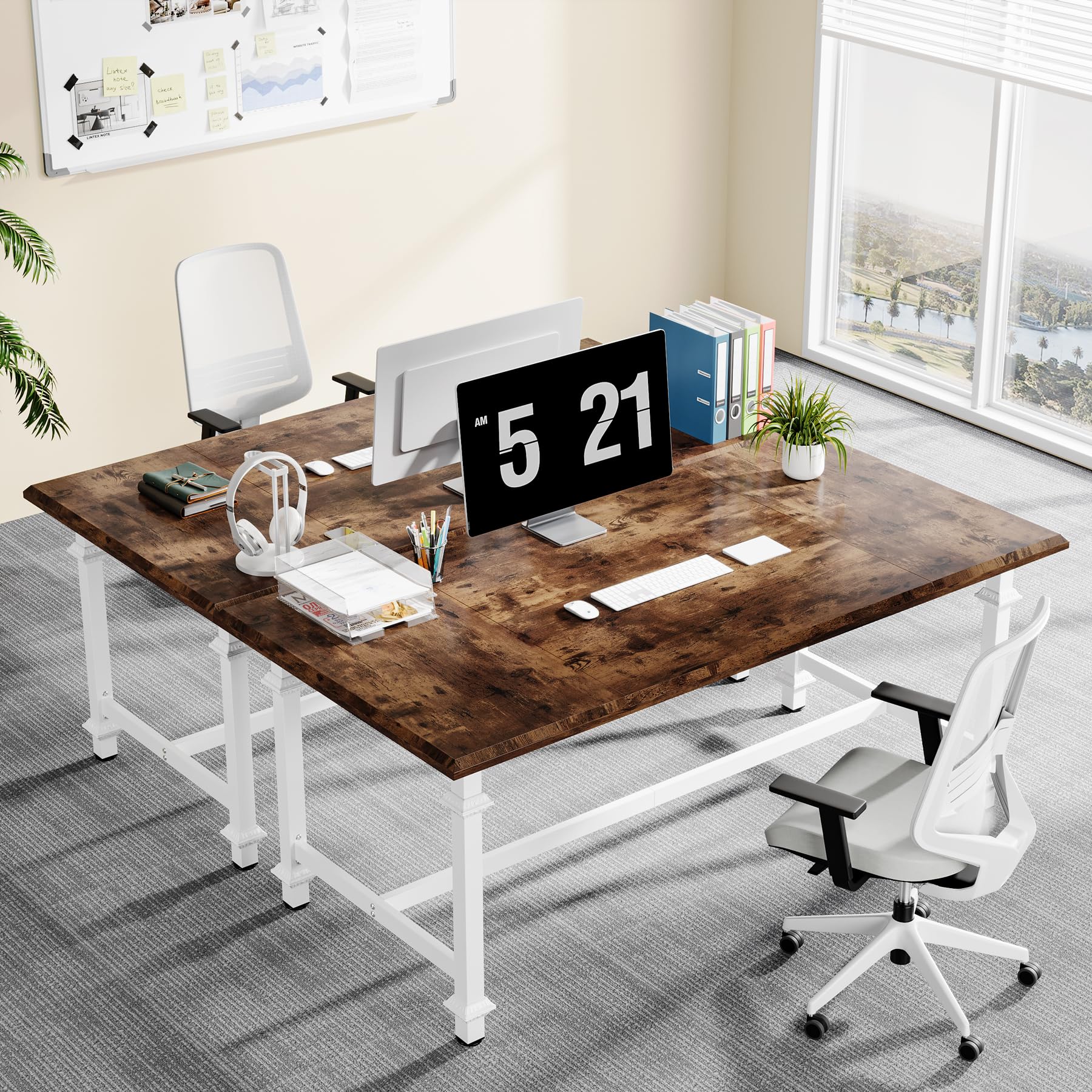 Tribesigns 62-Inch Large Executive Desk, Modern Office Computer Desk, Business Furniture for Home Office, Simple Workstation with Thickened Tabletop