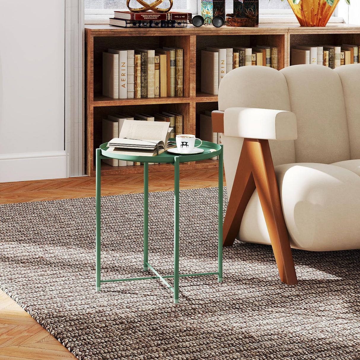Tray Metal End Table, Sofa Table Small Round Side Tables