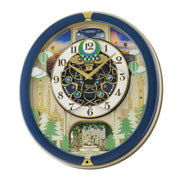 Blue Pine Fantasy Melodies in Motion Clock, Multicolored