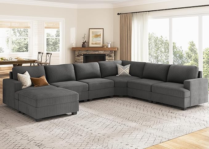 Sofa with Storage Ottoman, U Shape Sectional Couch with Chaise