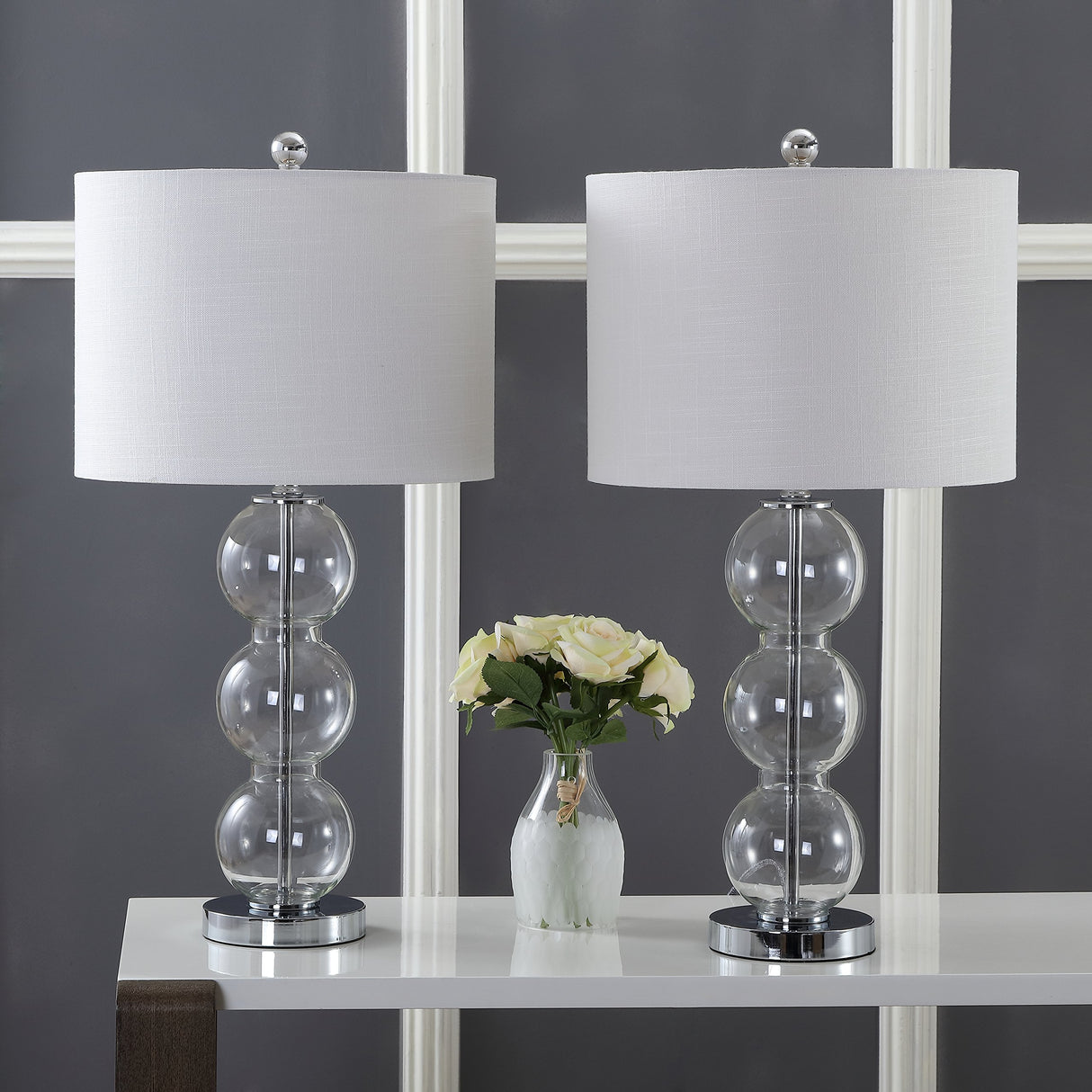 Set of 2 Table Lamps Bella 27" Glass Triple-Sphere LED Table Lamp