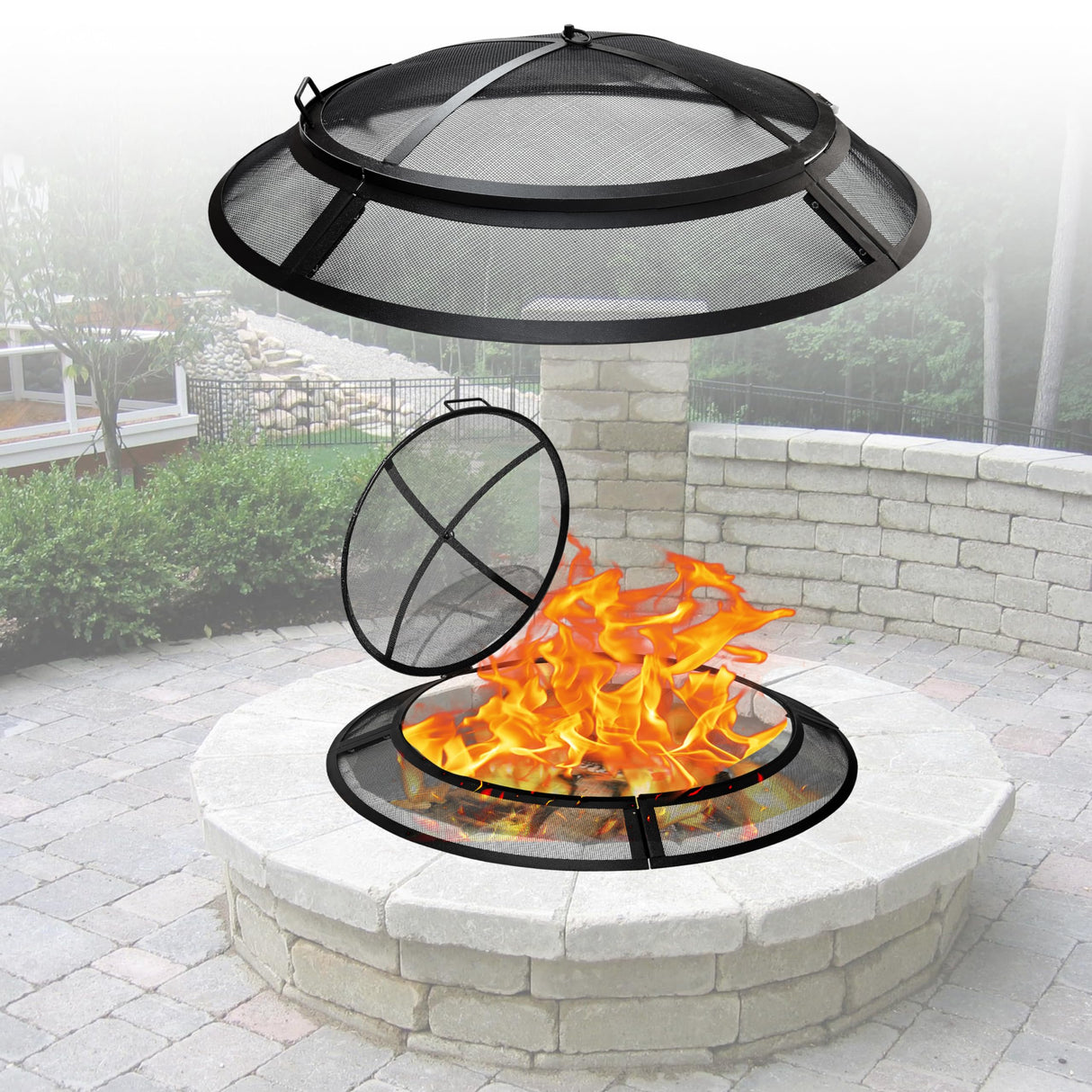 Firepit Screen Covers Round 36 - Heavy Duty Outdoor Spark Screen for Firepit