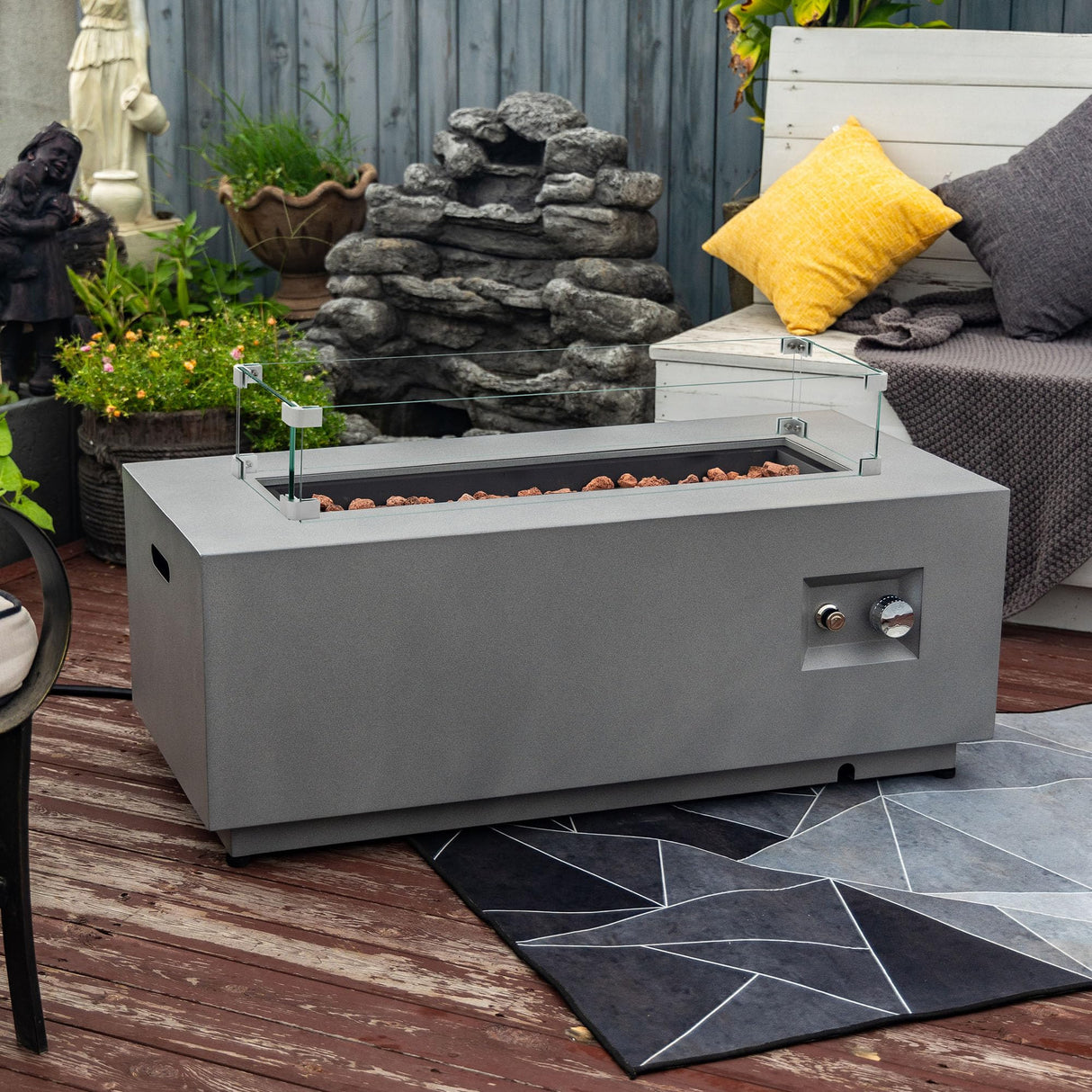 Outdoor Fire Pit Table Propane Gas Fire pits Outdoor Fireplaces 42″ Rectangular Firepit