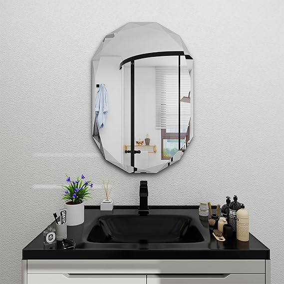 22x30 Inch Beveled Bathroom Mirror - Frameless Wall Mirror