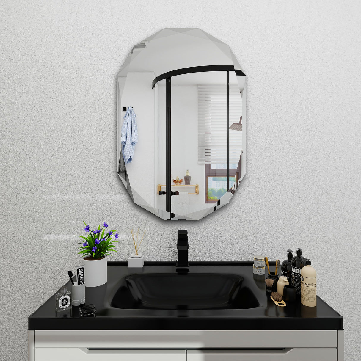 22x30 Inch Beveled Bathroom Mirror - Frameless Wall Mirror