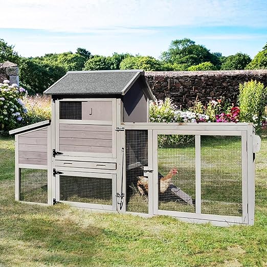 81in Mobile Chicken Coop Multi-Level Hen House