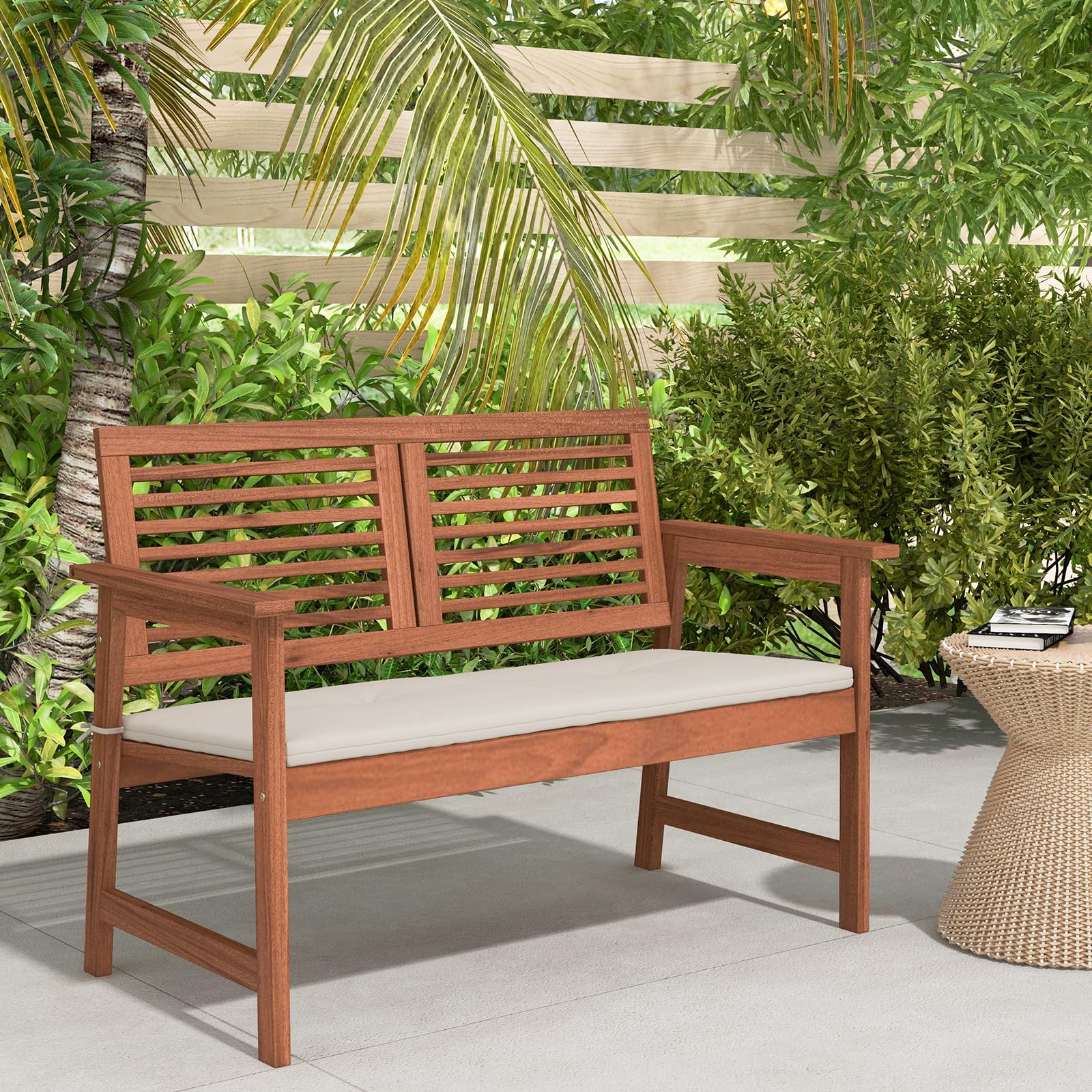 Outdoor Bench with Cushion