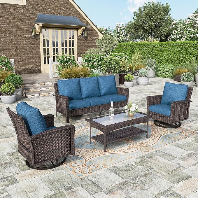 Patio Furniture Conversation Set, Outdooor Sectional, High Back Outdoor Wicker Seating Furniture
