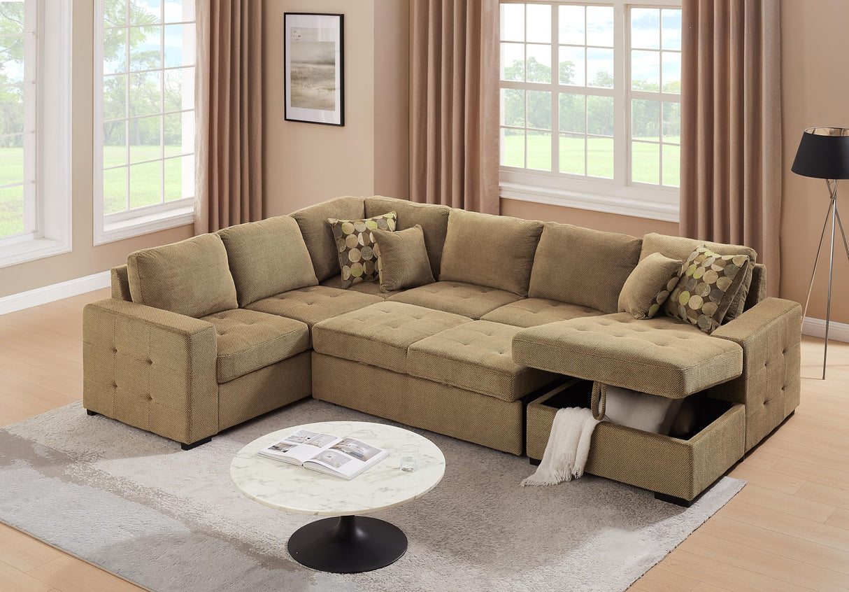Sectional Sleeper Sofa with Pull Out Bed, Oversized Sectional Couch