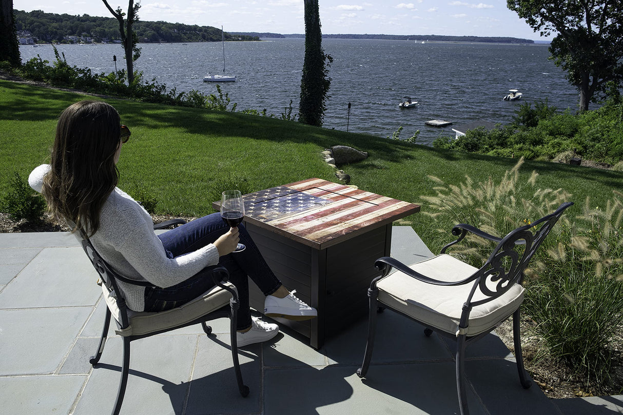 The Liberty, Square 30" Outdoor Propane Fire Pit - Bircata