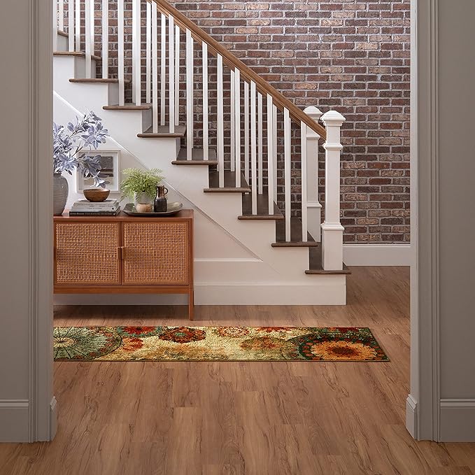 Caravan Ornamental Floral Medallion 7' 6" x 10' Area Rug - Orange - Perfect for Living Room