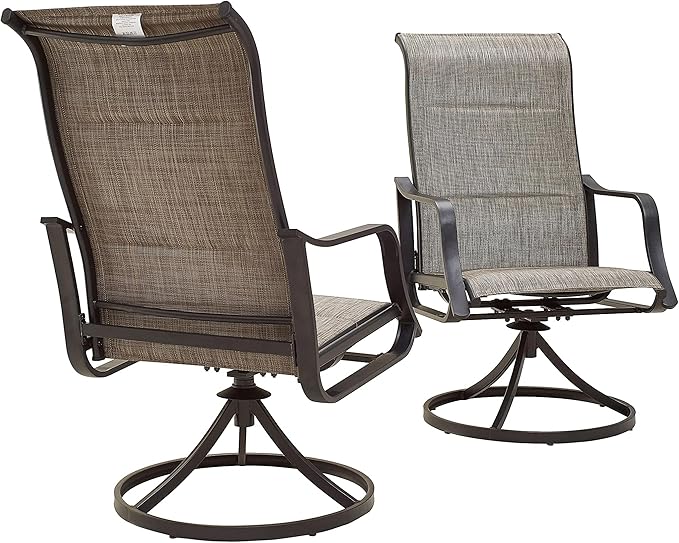 Outdoor Patio Swivel Dining Chair Sling Set with Textilene Fabric All Weather Frame (Set of 2), Blue-1