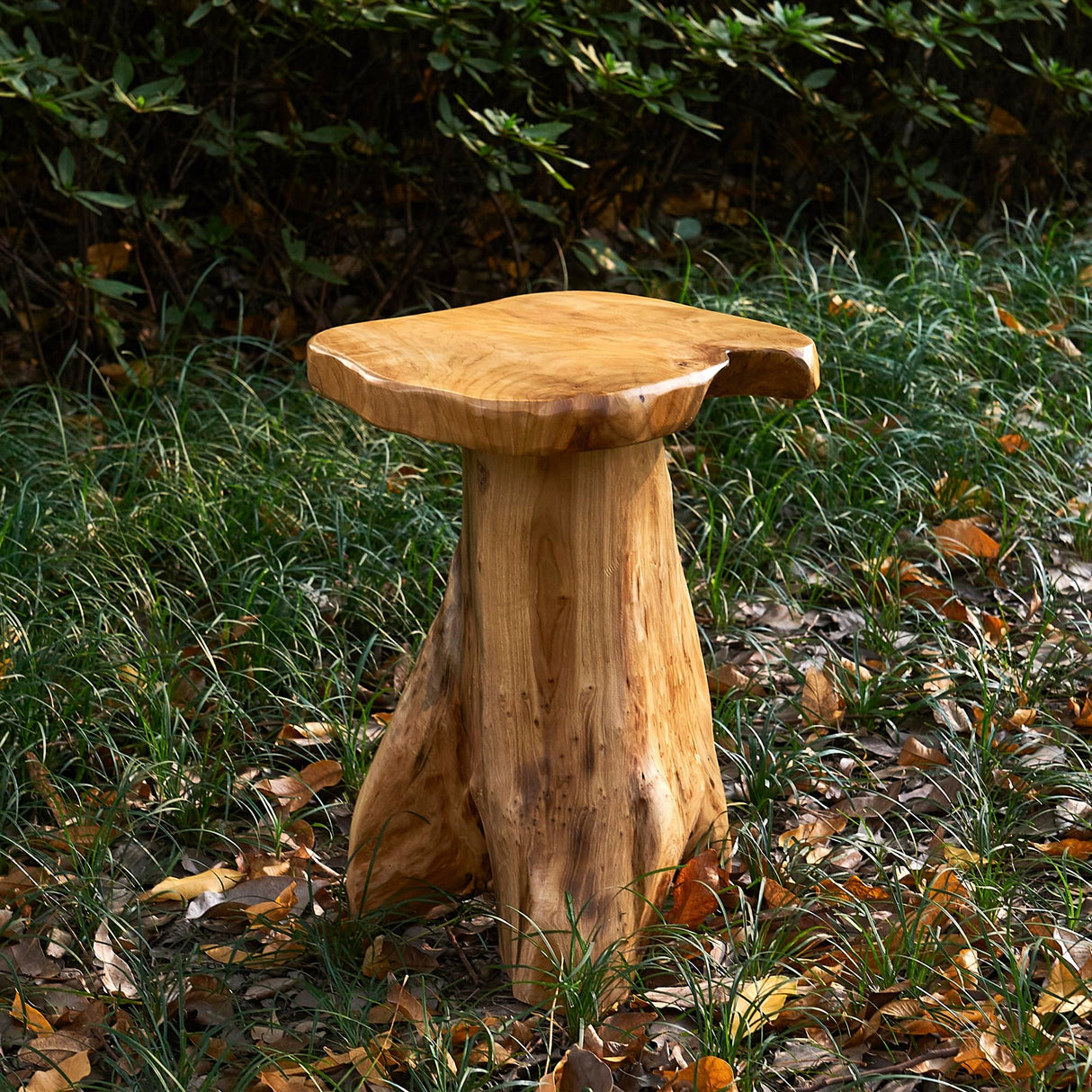Tree Stump End Table Live Edge Plant Stand 14"x13"x18"H Solid Cedar Wood Outdoor Rustic