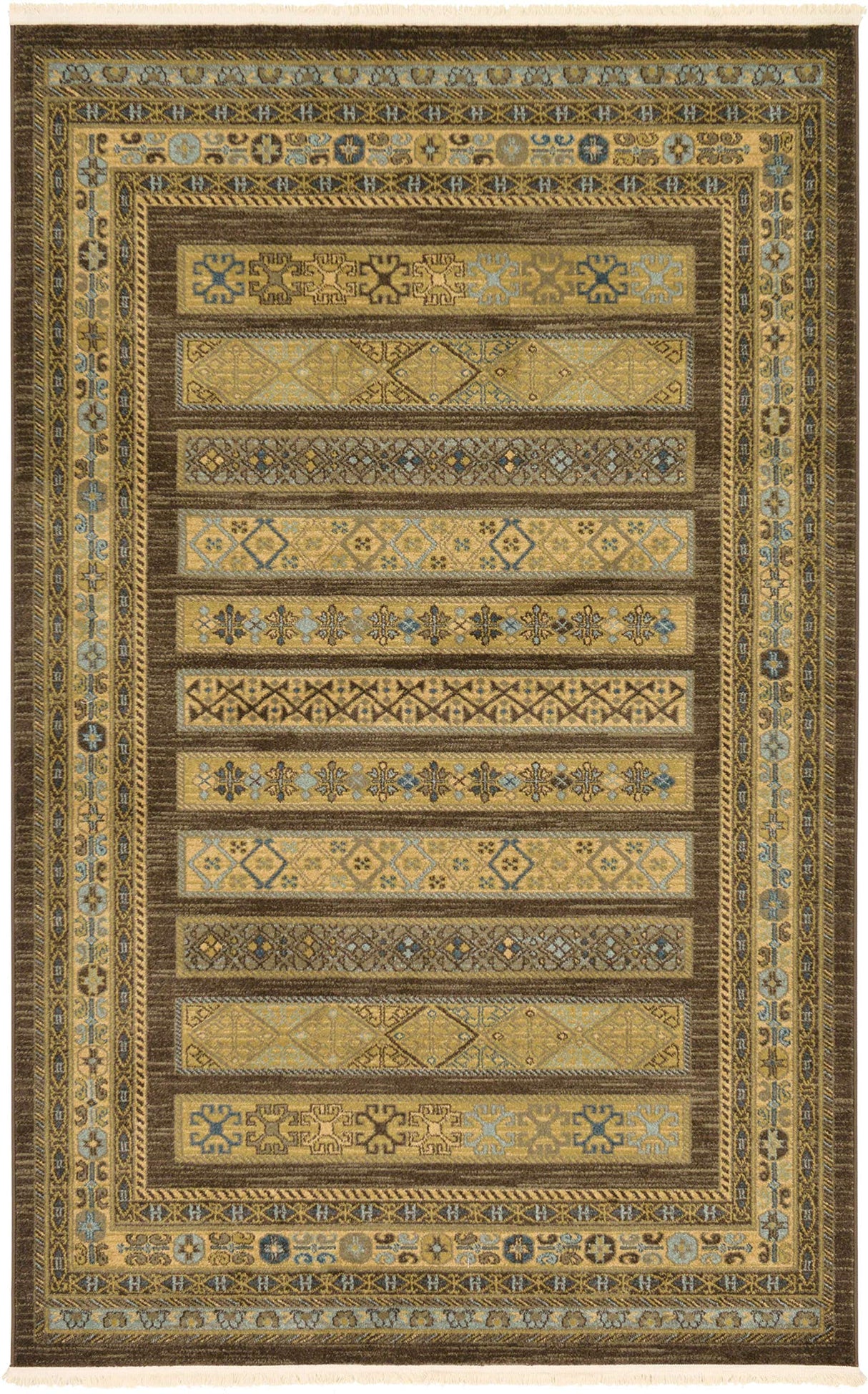 Fars Collection Area Rug - Pasadena (5' 1" x 8' Rectangle, Brown/ Light Brown)
