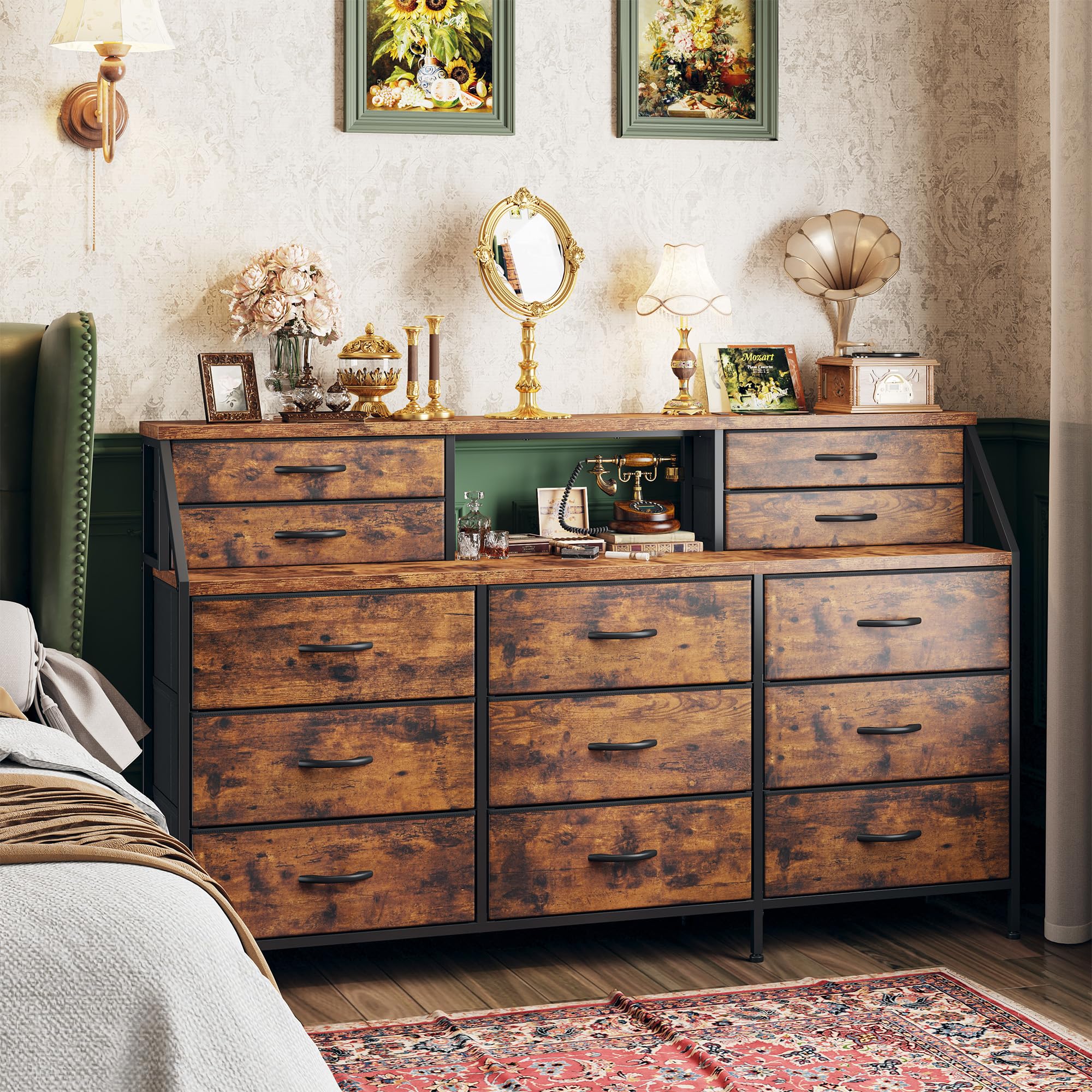 Inch Wide Dresser for Bedroom, Dressers & Chests of Drawers with 13 Fabric Drawers