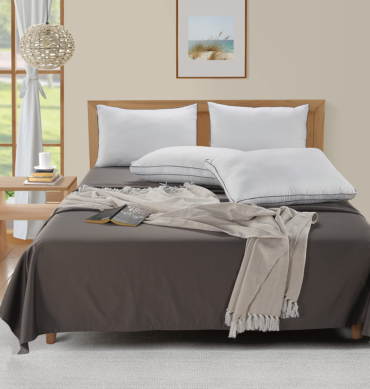 Pillows Standard Size Set of 4 - Soft Gusseted Bed Pillow