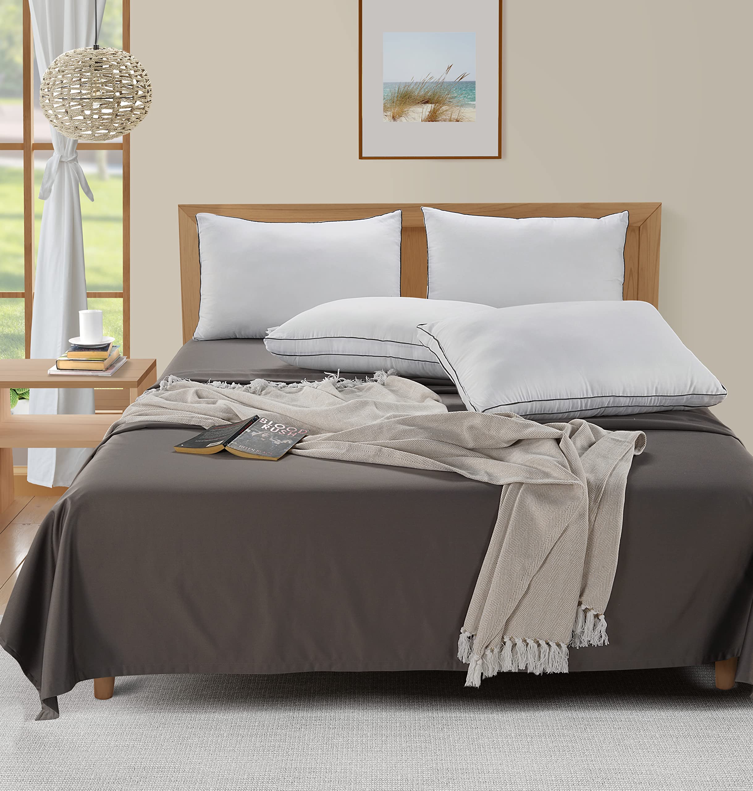 Pillows Standard Size Set of 4 - Soft Gusseted Bed Pillow