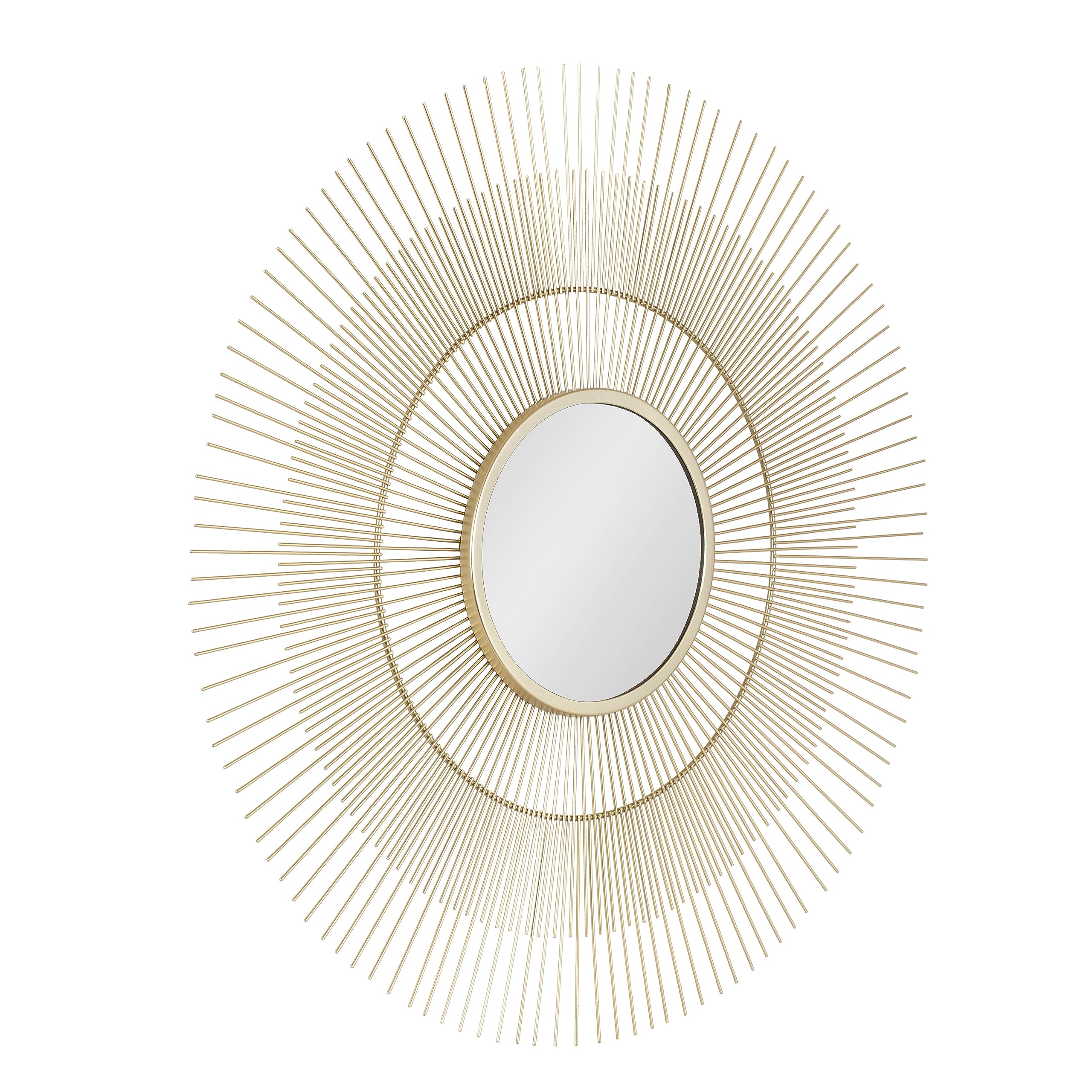 Quillet Mid-Century Round Decorative Wall Mirror, 26 Inch Diameter, Gold