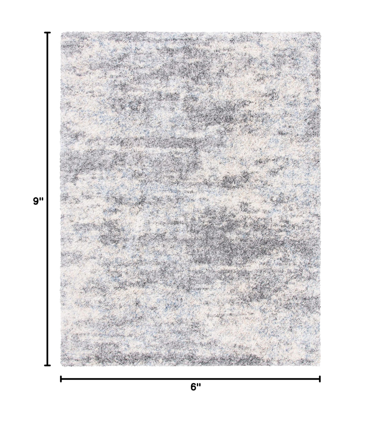Berber Shag Area Rug 6' x 9' - Grey Blue & Cream Modern Abstract Design