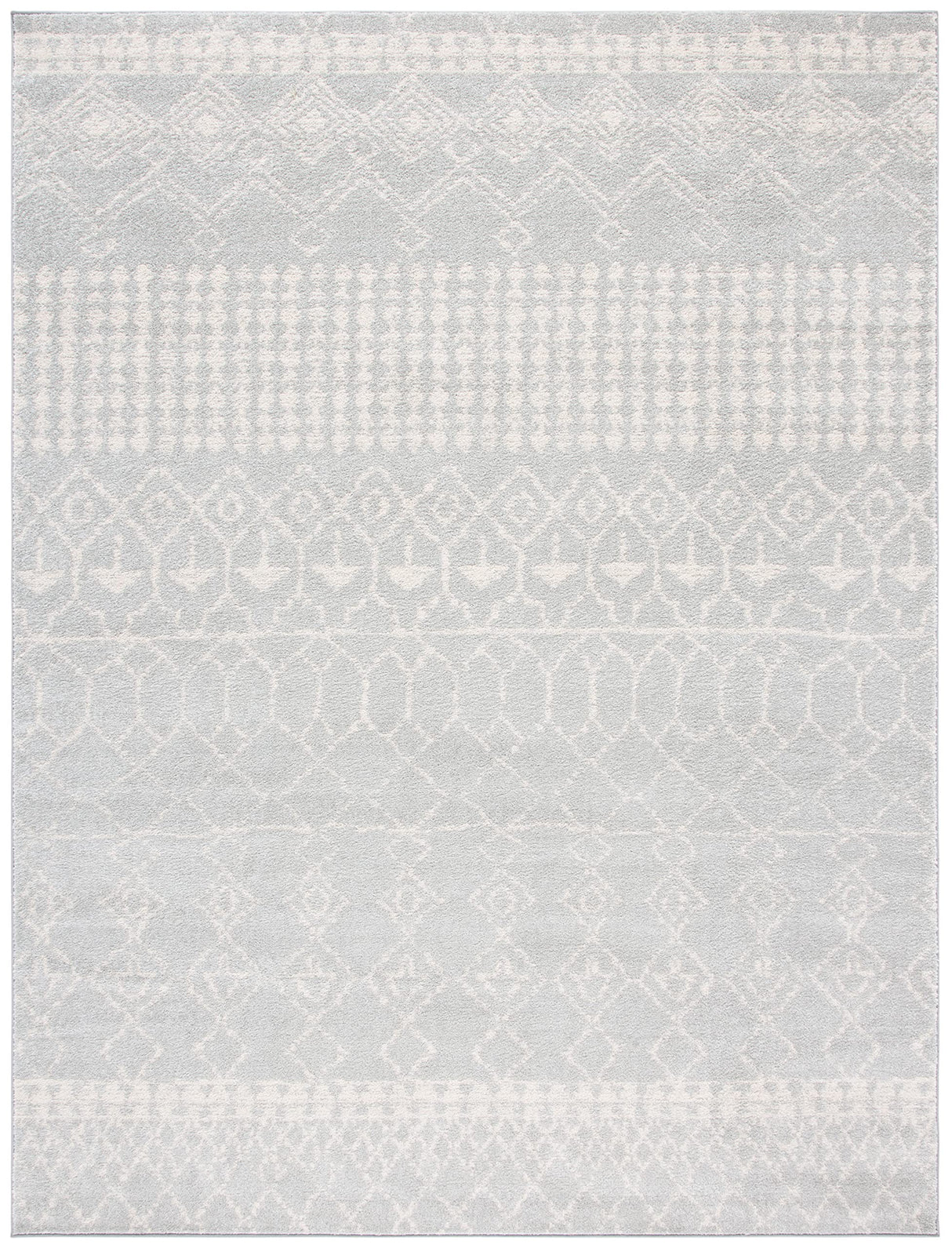 Tulum Collection Area Rug - 8' x 10', Light Grey & Ivory, Moroccan Boho Distressed Design
