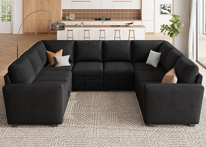 Velvet U-Shaped Sectional Couch with Storage,Modular Sectional Sofa