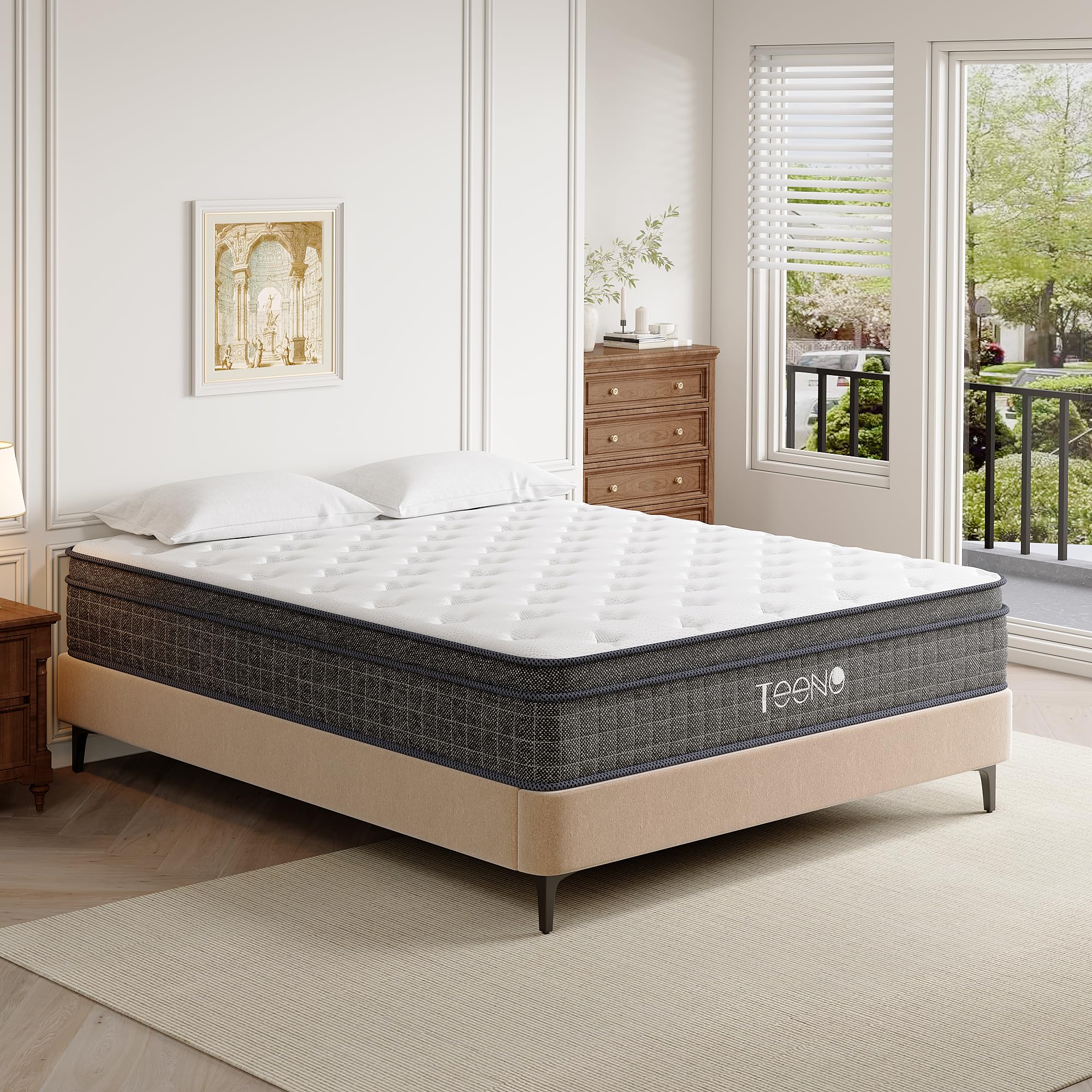Queen Mattress, 12 Inch Gel Memory Foam Mattress, Pocket Coils Springs Hybrid Mattres