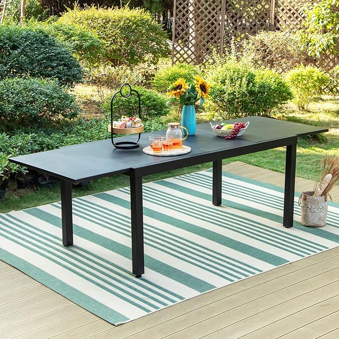 Expandable Patio Dining Table, Extra Large 99.2" L x 35.5" W Outdoor Dining Table