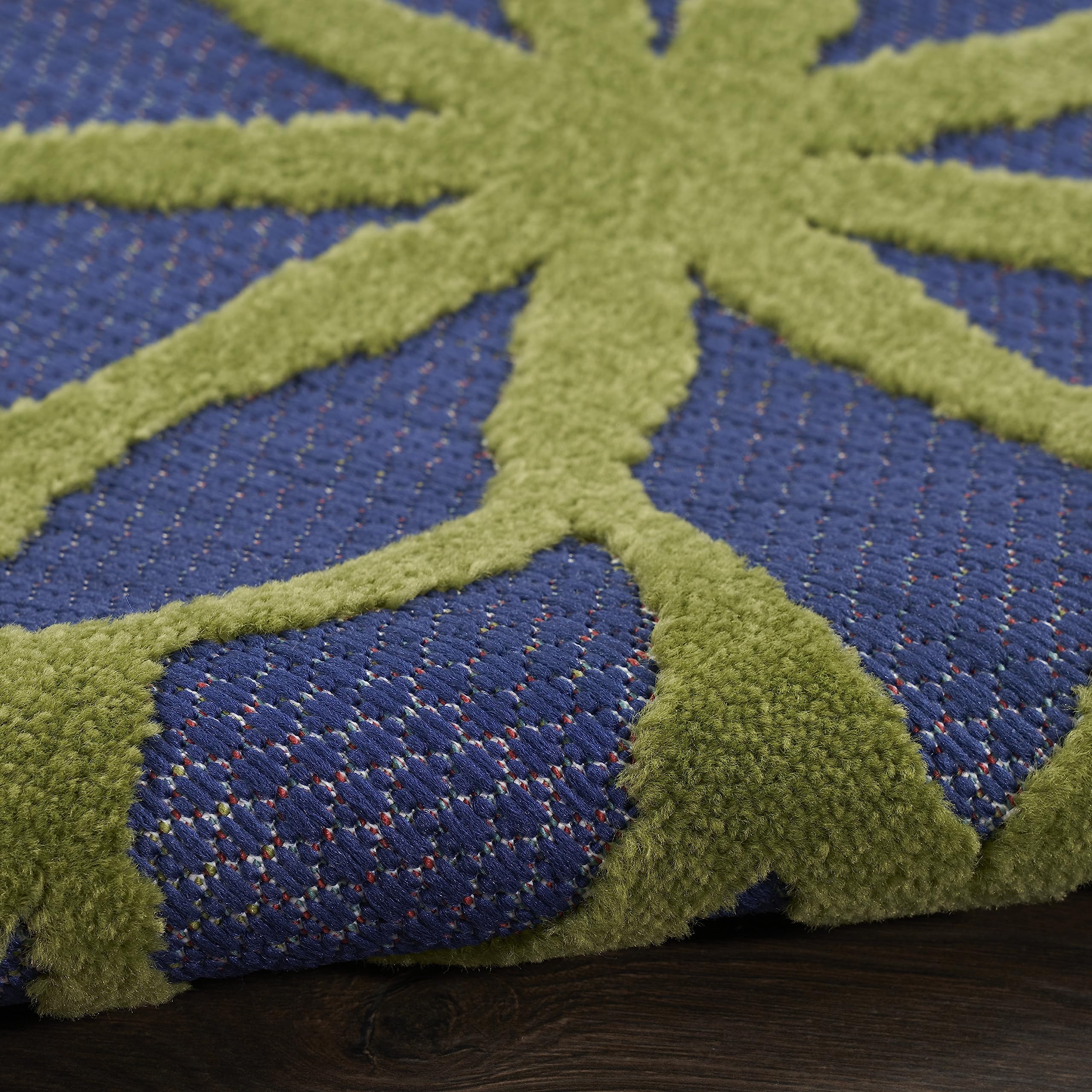 Aloha Indoor/Outdoor Modern Navy Multicolor 9' x 12' Area Rug, Easy Cleaning, Non