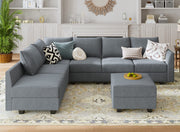 Modular Sectional Sofa with Storage Ottoman Fabric Modular Couch