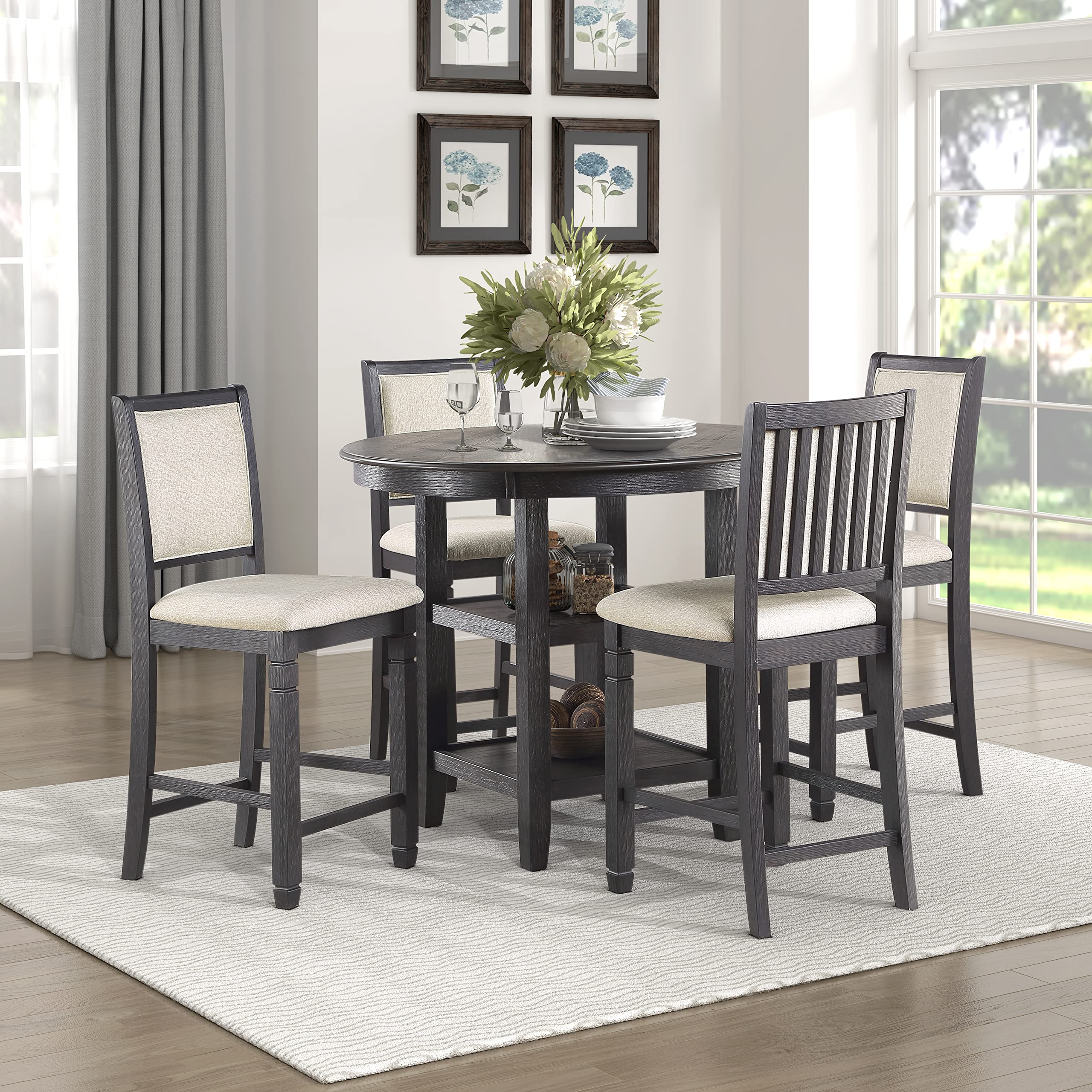 Counter Height Dining Set, Brown/Black