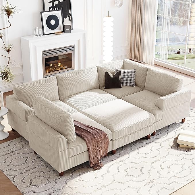 122.8" Modular Sectional Sofa Couch with Moveable Ottoman