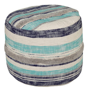 Home Coastal Stripe Pouf, 18"x14", White/Blue
