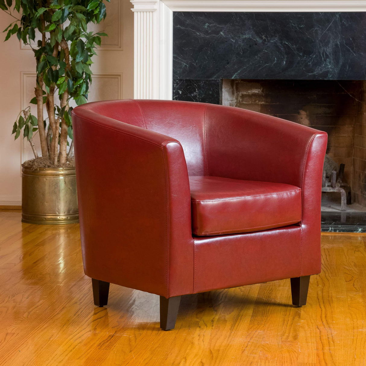 Petaluma Oxblood Red Leather Club Chair 30-1/2 by 28 by 30-1/2