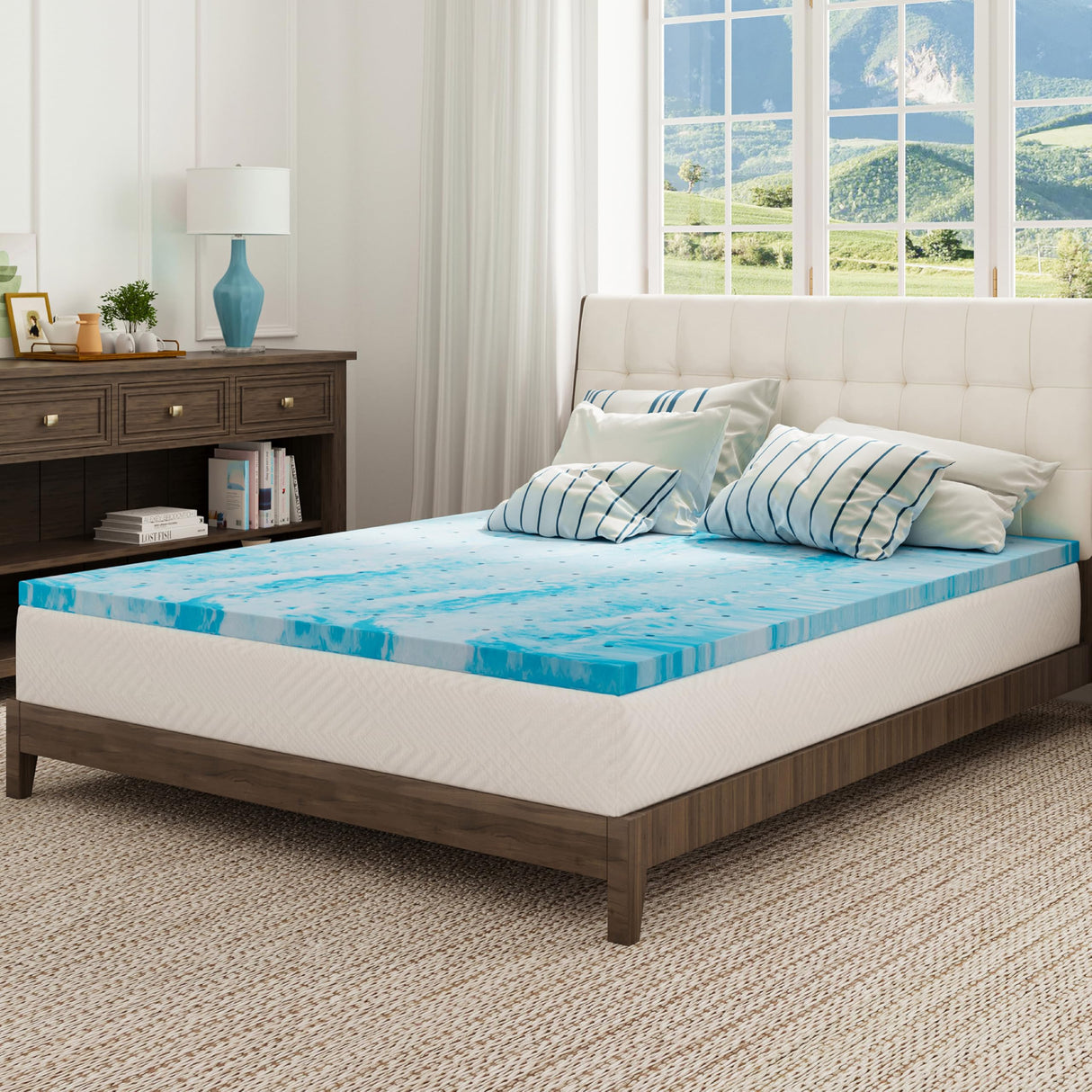 Twin Memory Foam Mattress Topper, 4 Inch Gel Infused Memory Foam Mattress Topper