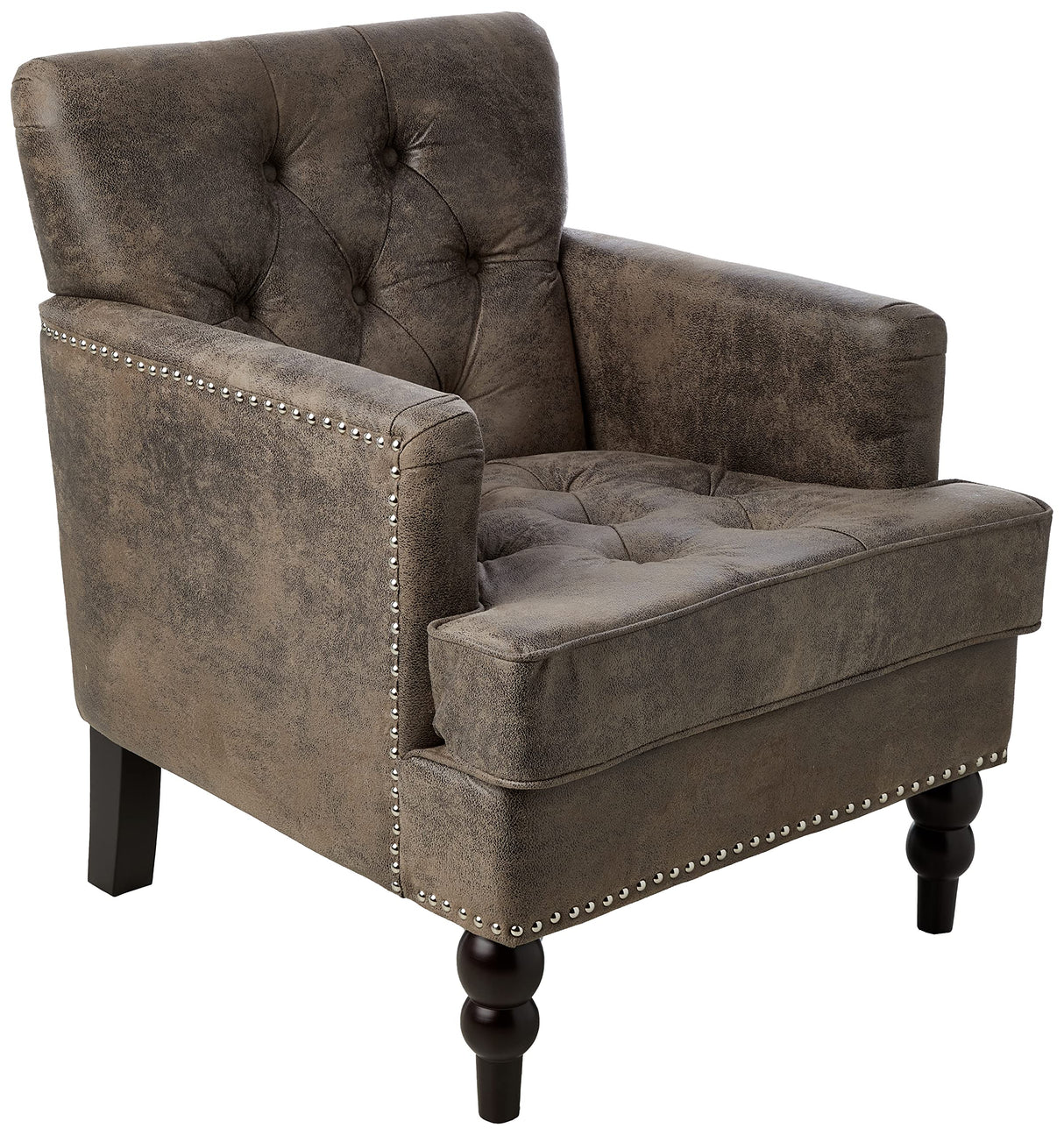 Knight Home GDFStudio Medford Brown Tufted Club Chair, Fabric Accent Chair