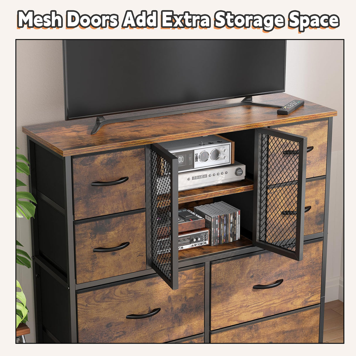 Dresser for Bedroom with Mesh Door Tall Dressers & Chests of Drawers