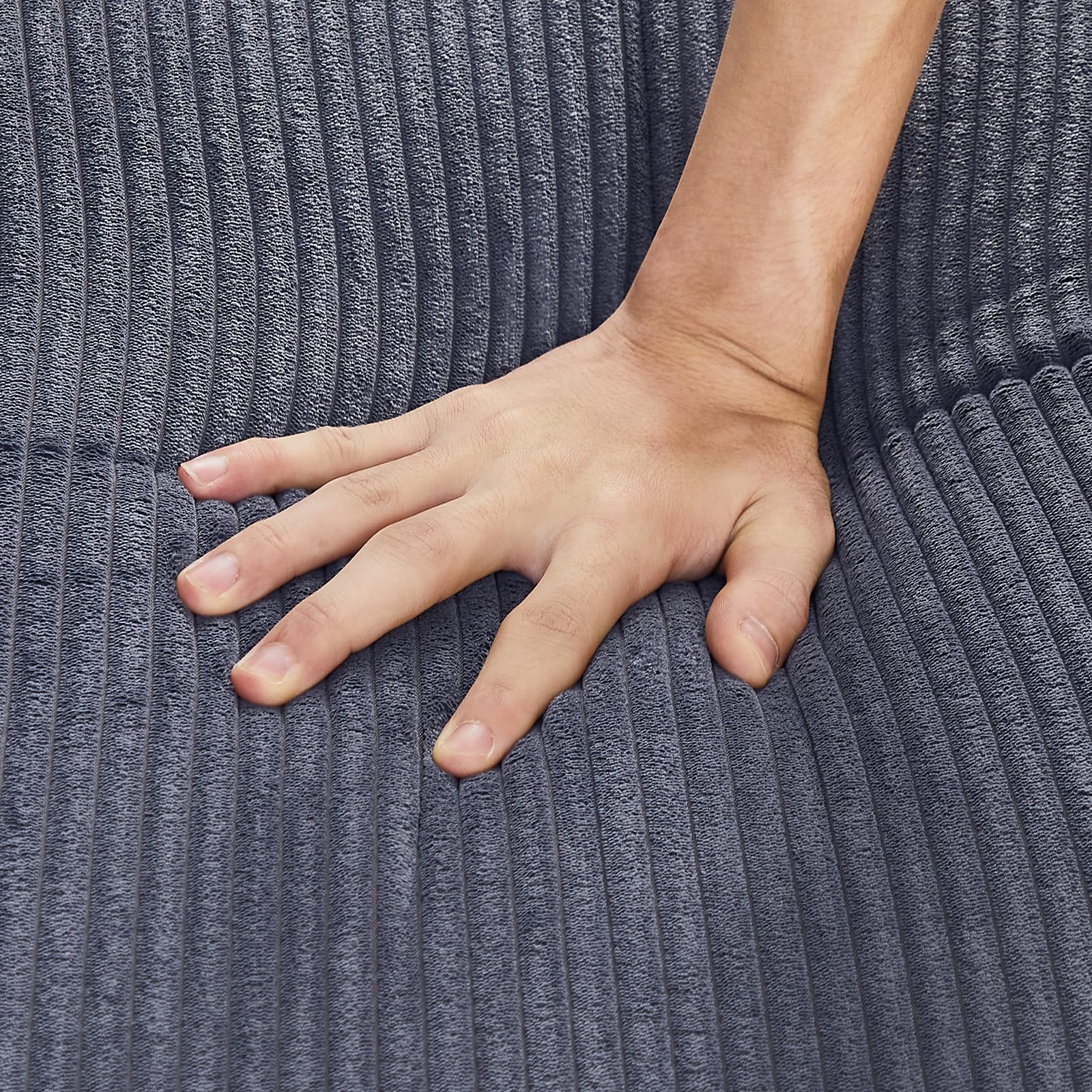 90 Inch Modular Couch, 3 Seater Corduroy Couch, Modern Convertible Sofa, Loose Back,