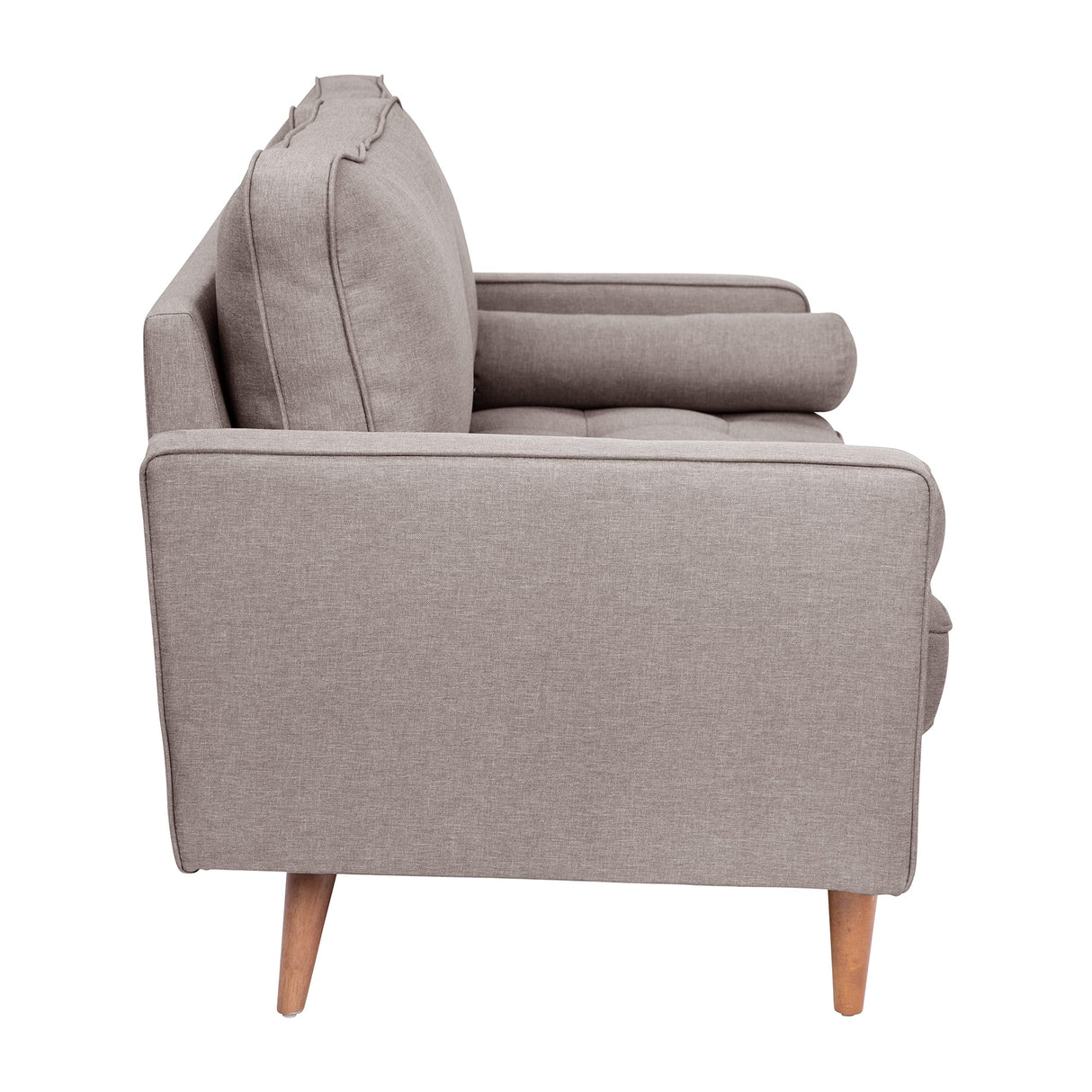 Hudson Mid-Century Modern Loveseat - Slate Gray Faux Linen Upholstery - Buttonless