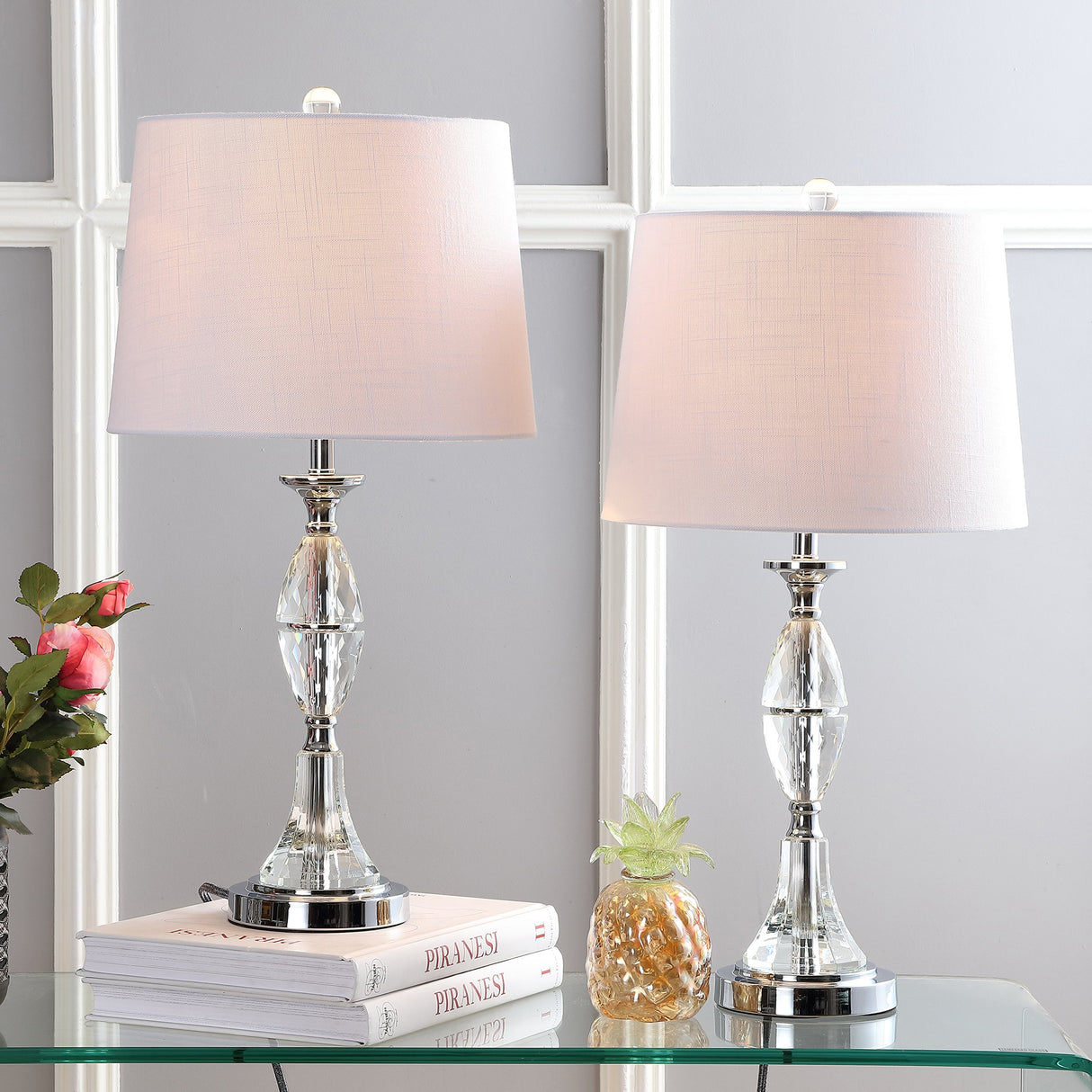 JYL2041A-SET2 Set of 2 Table Lamps Reid 25.5" Crystal LED Table Lamp French Country