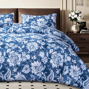Blue and White Floral Queen Size Comforter Set
