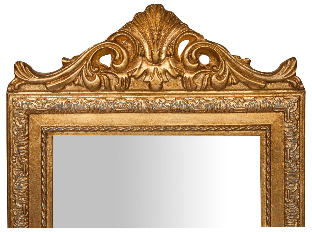 Sized Antiqued Gold Finish Floor Mirror