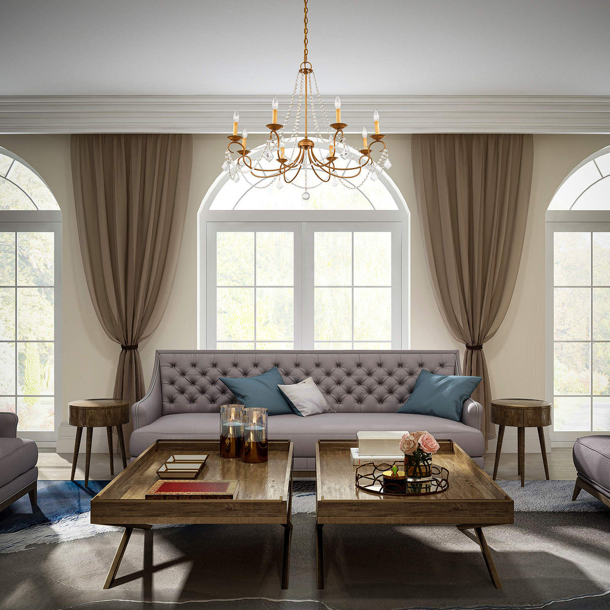 Lighting 6518-48 Pennington 8 Light Chandelier, Antique Gold Leaf