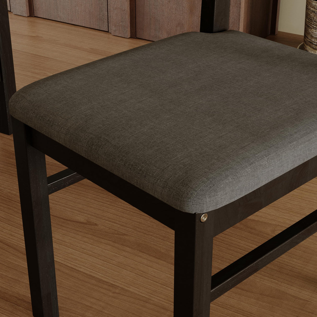 Solid Wood Dining Chairs Set of 4 with Padded Cushions - Modern Upholstered Kitchen Chairs