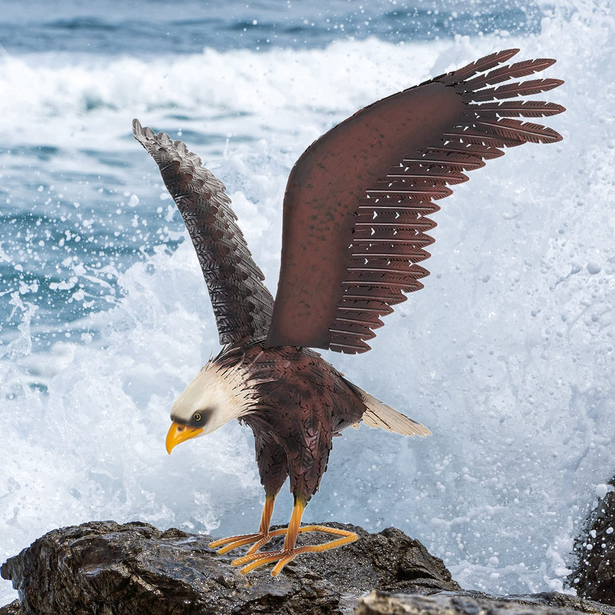 Bald Eagle Statue Outdoor Garden Sculpture Metal Yard Art Lawn Decorations