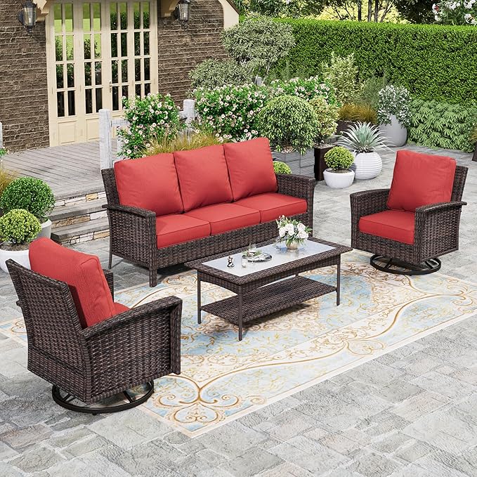 Patio Furniture Conversation Set, Outdooor Sectional, High Back Outdoor Wicker Seating Furniture