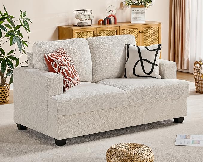 Sofa, Modern Couches with Extra Deep Seats, 64 Inch Wide Loveseat Couches for Living