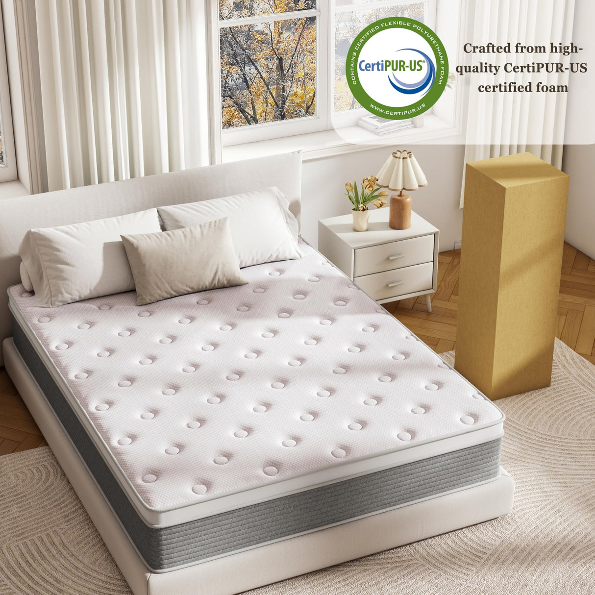 Queen Mattress, 12 Inch Queen Size Mattress Hybrid Design Memory Foam Queen