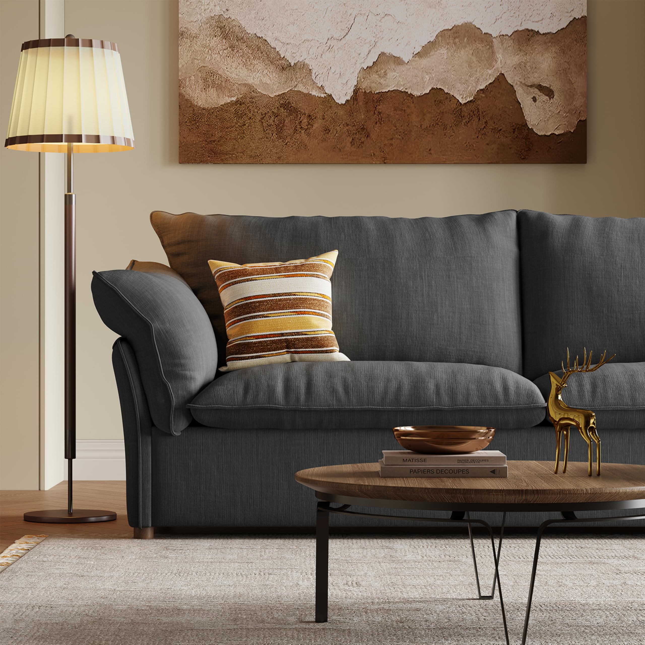 Cloud Couch, 86 Inch Dark Blue Loveseat Sofa with Deep Seat Cushion