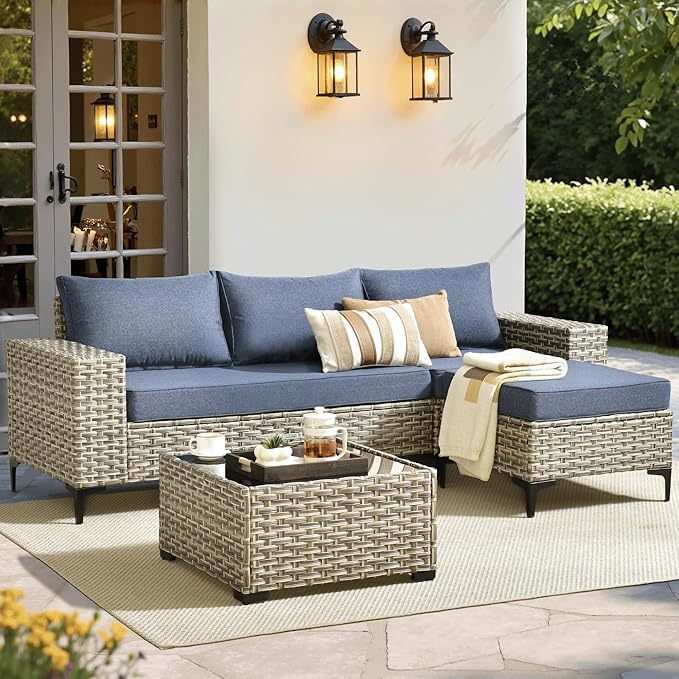 5 Pieces Patio Furniture Set Outdoor Sectional Sofa Couch with Comfy Cushions and Deep Seat
